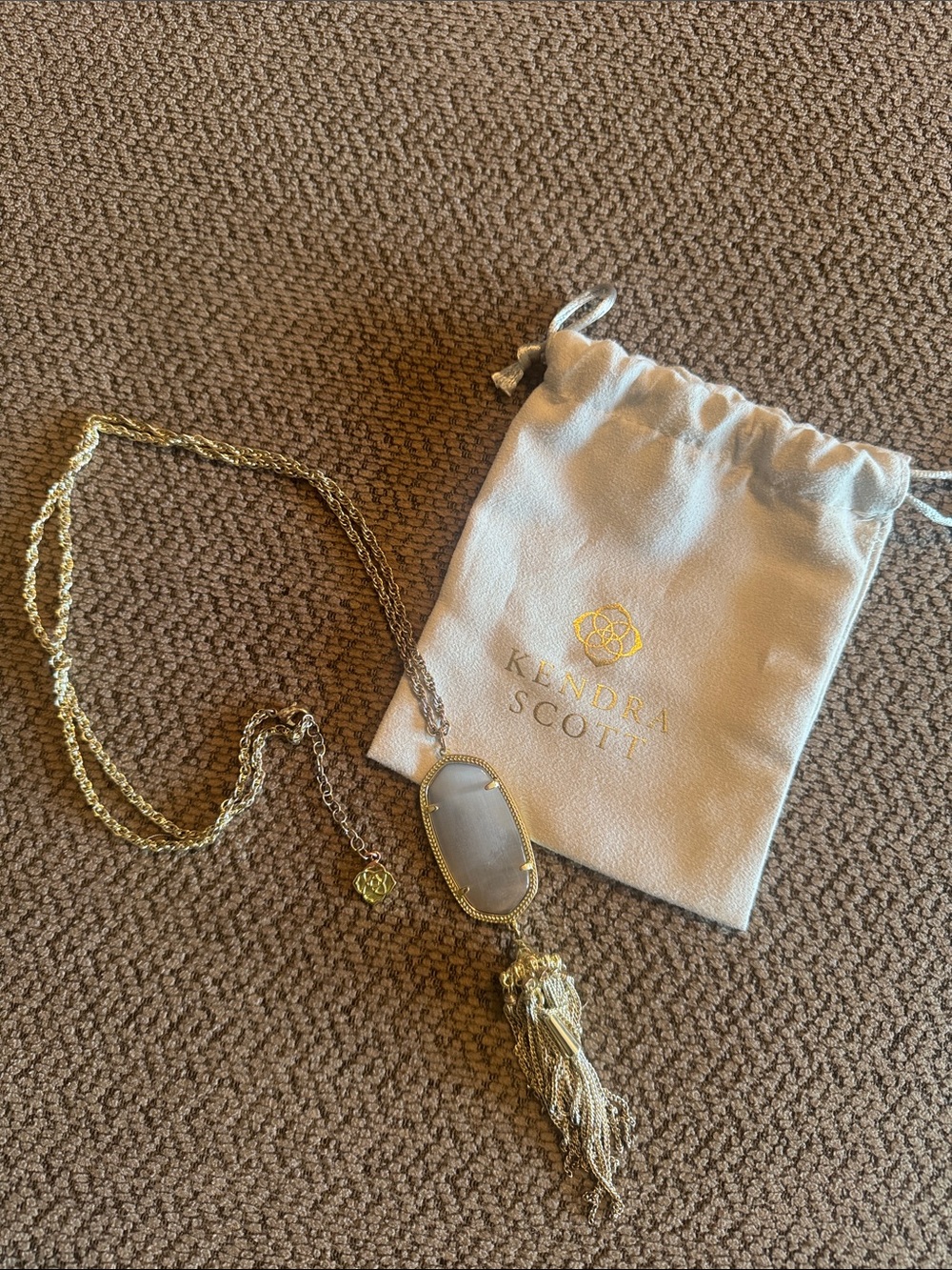 Kendra Scott Gold and White Tassel Pendant Necklace